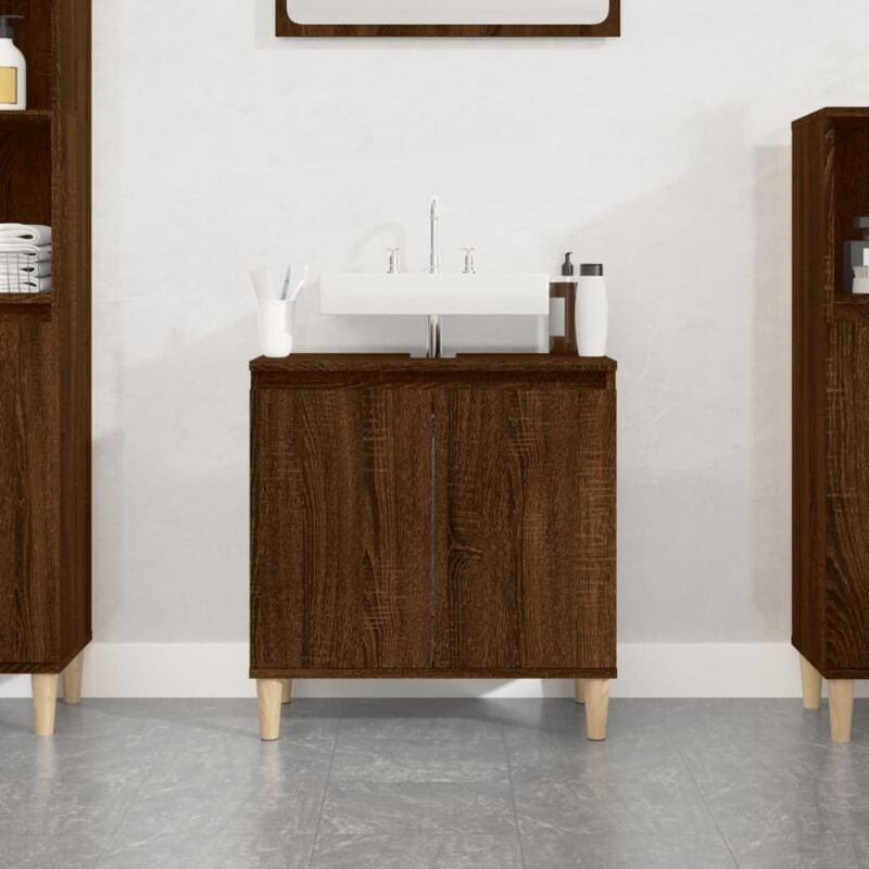 Maison Chic - Armoire d'évier, Meuble sous Lavabo, Meuble rangement de salle de bain chêne marron 58x33x60 cm bois d'ingénierie pewv21209 design in