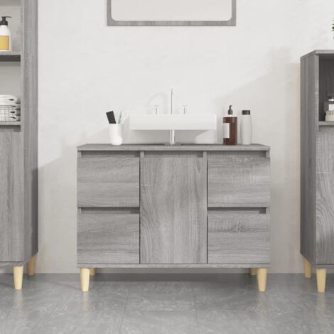 Meuble d'évier- Meuble sous lavabo, Armoire sous Vasque sonoma gris 80x33x60 cm bois d'ingénierie pewv59899 DESIGN IN