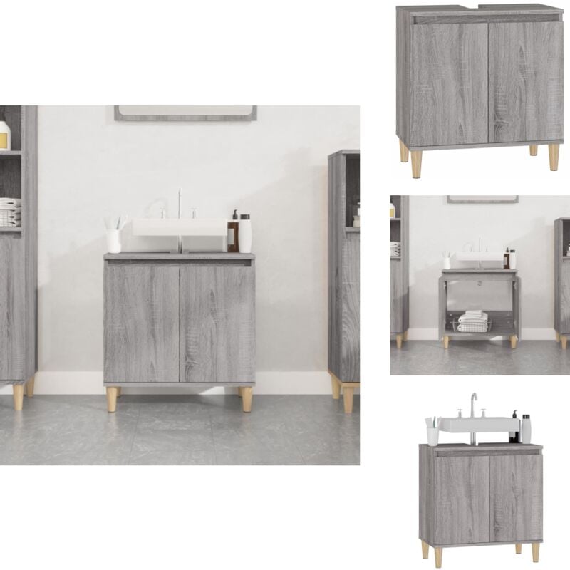Vidaxl - Meuble d'évier sonoma gris 58x33x60 cm bois d'ingénierie - Meubles De Salle De Bain - Meuble Lavabo - Armoire De Salle De Bain - Rangement