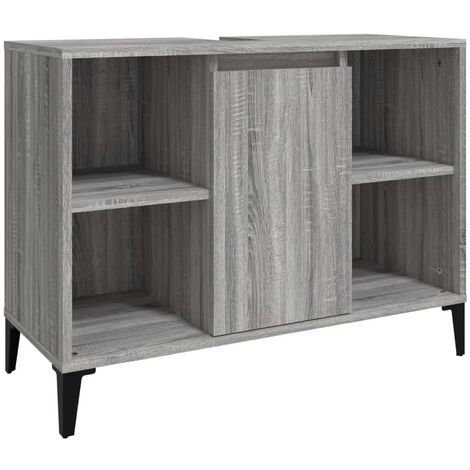 Meuble d'évier sous lavabo salle de bain 80 x 33 x 60 cm bois d'ingénierie gris