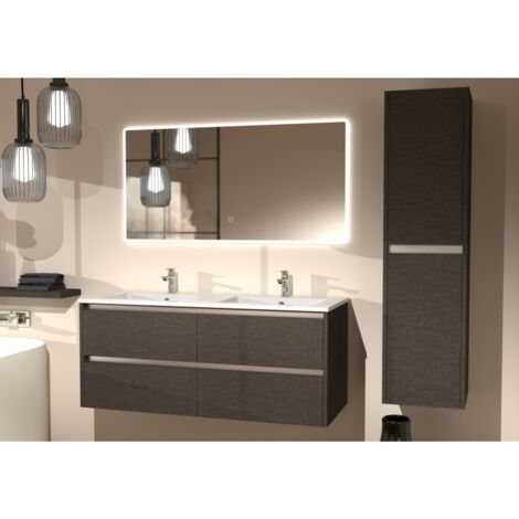 Meuble double vasque 120 cm JUPITER 2.0 Bois Gris Scié