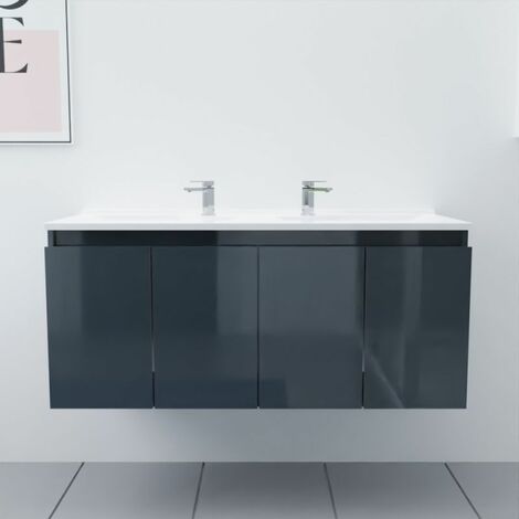 Meuble double vasque 120 cm PROLINE - Gris anthracite - Gris