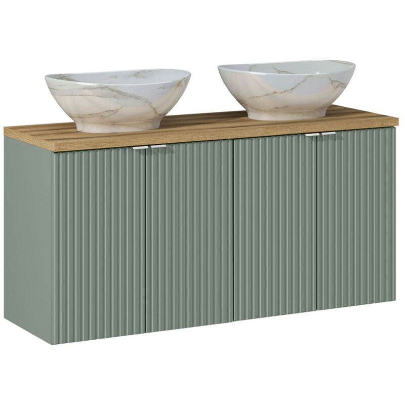Petits-meubles - Meuble double vasque 120cm 4 portes Jade Vert et Bois