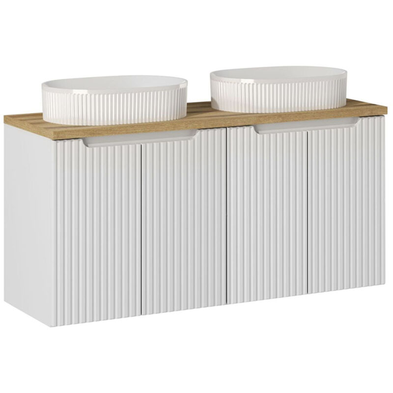 Petits-meubles - Meuble double vasque 120cm 4 portes Riva Blanc et Bois