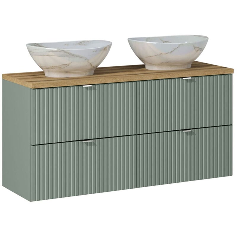 Petits-meubles - Meuble double vasque 120cm 4 tiroirs Jade Vert et Bois
