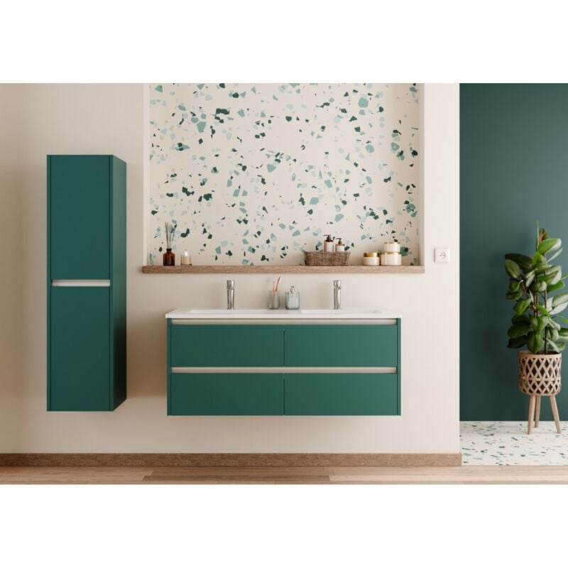 Meuble double vasque JUPITER 3.0 Bleu Canard 120cm - Sans miroir