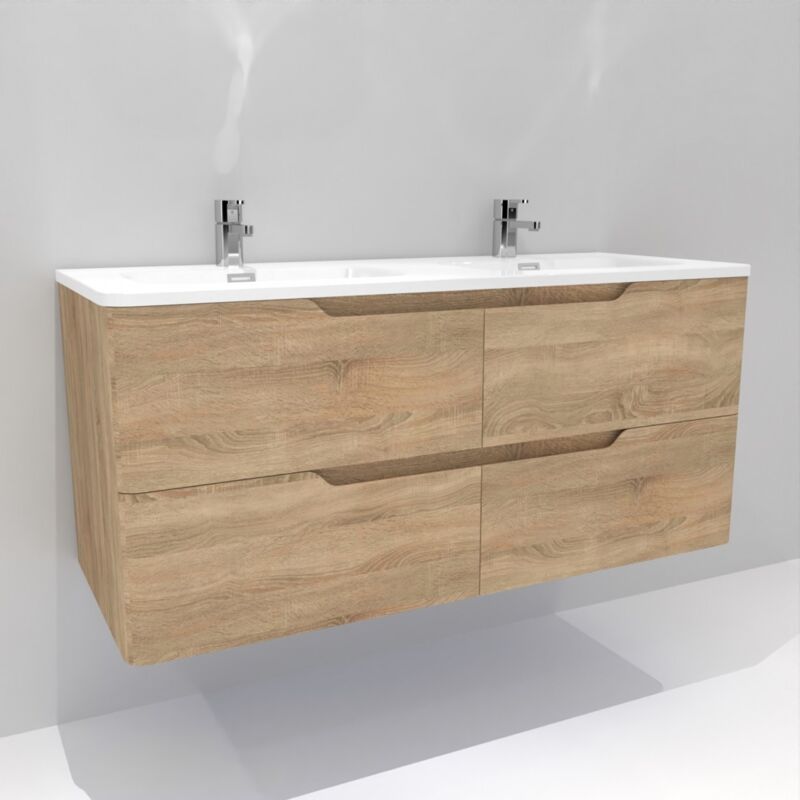 Meuble double vasque 120cm toola Bois Clair sans miroir