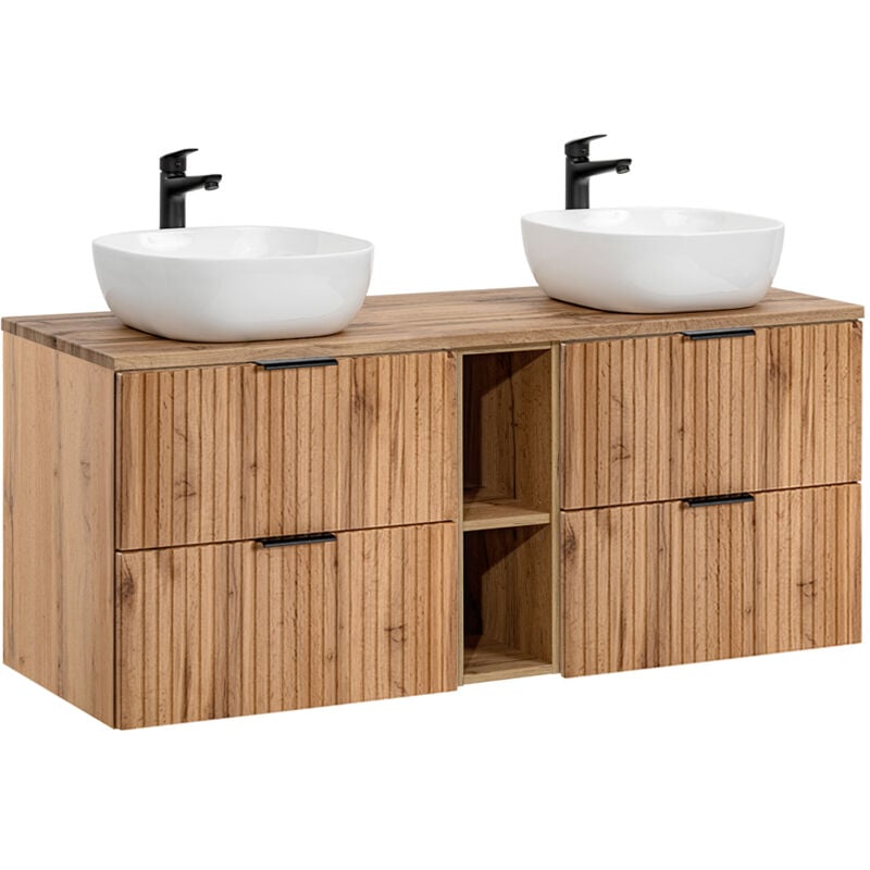 Petits-meubles - Meuble double vasque 140cm 2 niches Adriel Bois