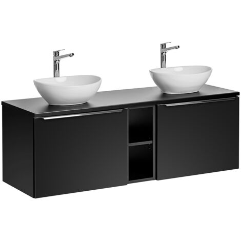 Meuble double vasque 140cm 2 niches Éros Noir