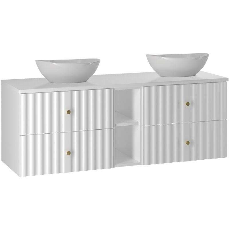 Petits-meubles - Meuble double vasque 140cm 2 niches Izae Blanc