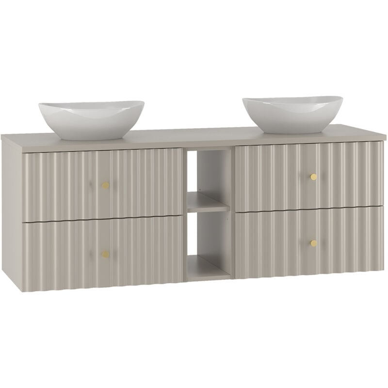 Petits-meubles - Meuble double vasque 140cm 2 niches Izae Cachemire