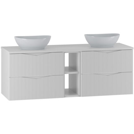 Meuble double vasque 140cm 2 niches Tao Blanc