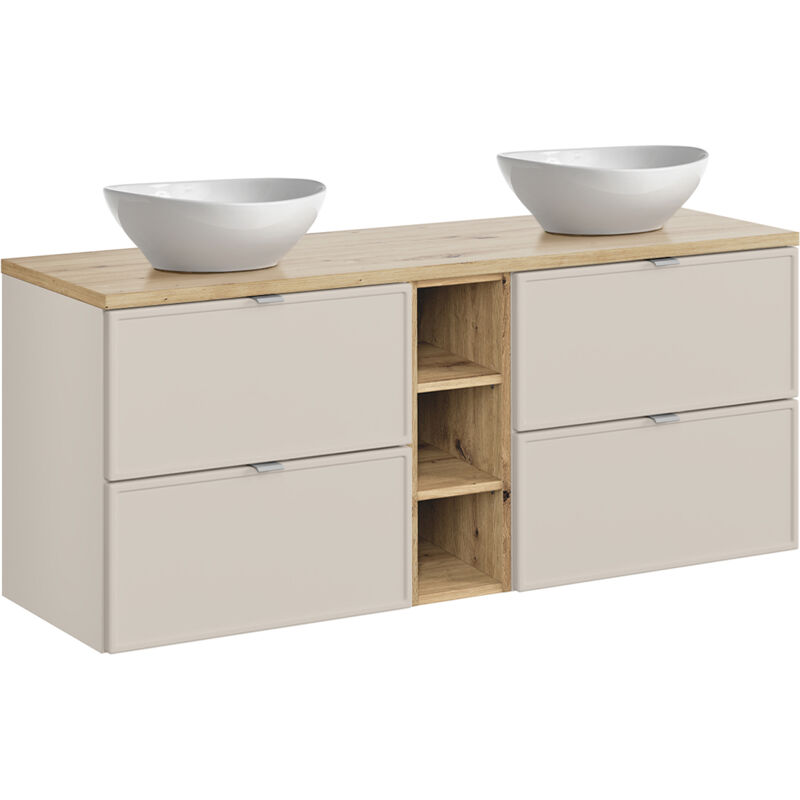 Petits-meubles - Meuble double vasque 140cm 3 niches Alba Cachemire Lola