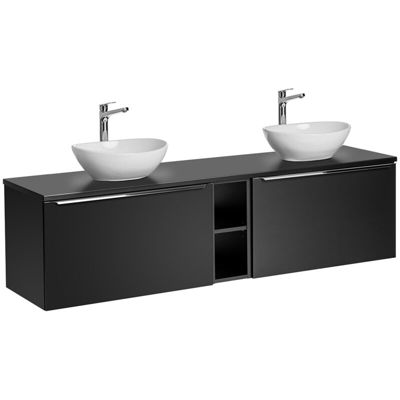 Petits-meubles - Meuble double vasque 180cm 2 niches Éros Noir