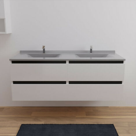 Meuble double vasque ARLEQUIN 140 cm- Vasque Gris- Traverses Noir