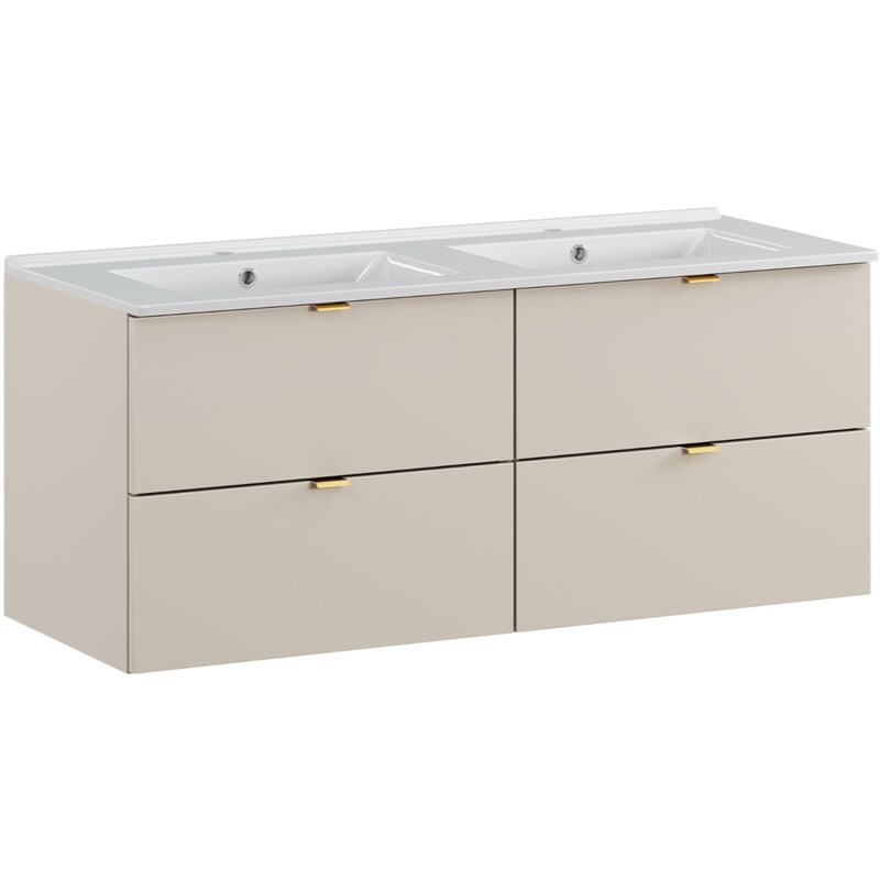 Petits-meubles - Meuble double vasque encastrée 120cm Azel Cachemire