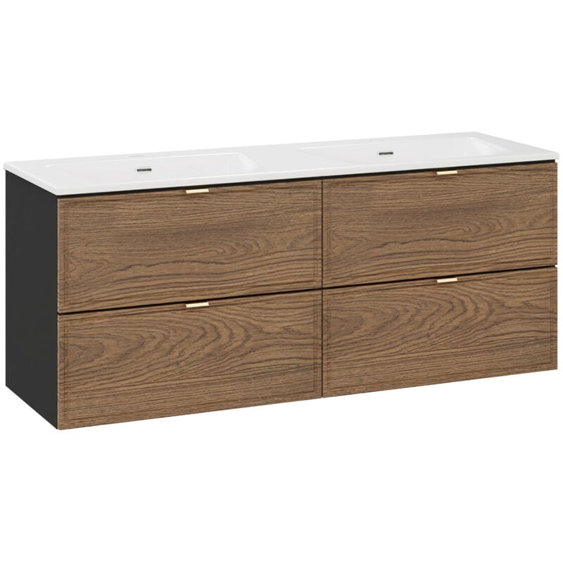 Petits-meubles - Meuble double vasque encastrée 120cm Elena Bois et noir