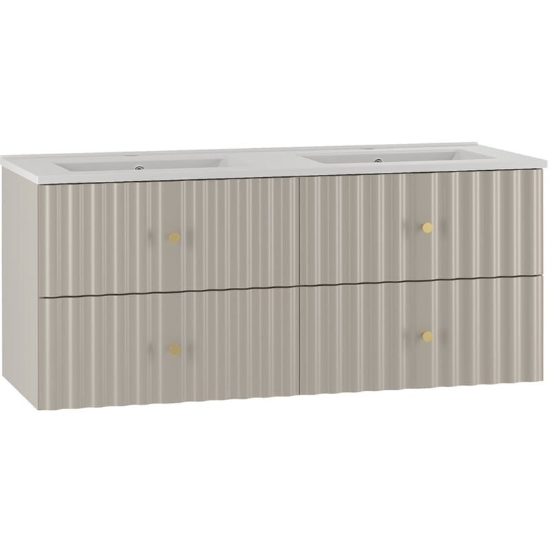 Petits-meubles - Meuble double vasque encastrée 120cm Izae Cachemire