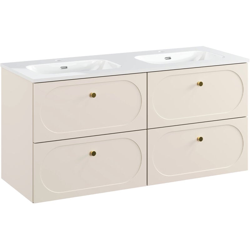 Petits-meubles - Meuble double vasque encastrée 120cm Sanae Beige sable