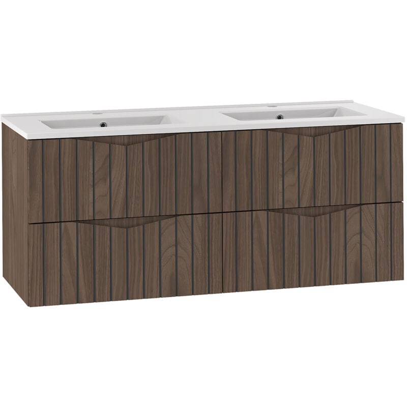 Petits-meubles - Meuble double vasque encastrée 120cm Siena bois et noir