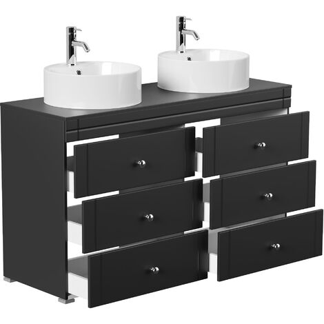 Meuble double vasque Memoria classique noir satiné à poser