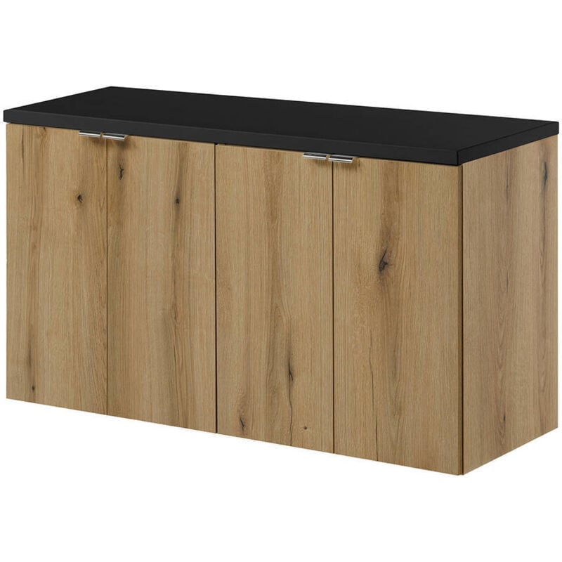 [en.casa] - Meuble double vasque newport 100 x 60 x 40 cm effet chêne noir