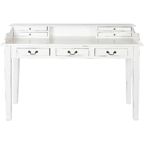 Meuble du bureau, meuble de bureau en bois avec 7 tiroirs coloris blanc - longueur 150 x profondeur 57 x Hauteur 100 cm