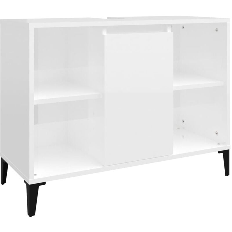 Vidaxl - Meuble d'évier blanc brillant 80x33x60 cm bois d'ingénierie