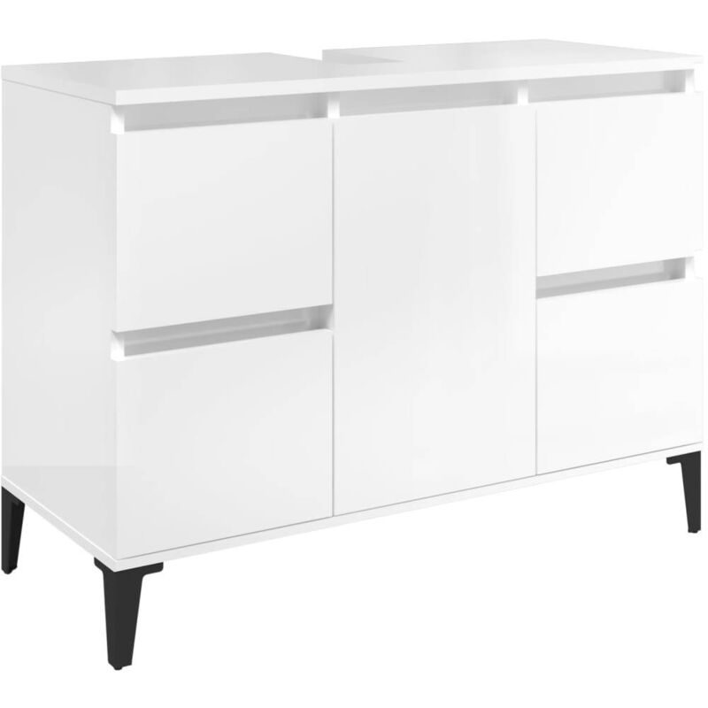 Vidaxl - Meuble d'évier blanc brillant 80x33x60 cm bois d'ingénierie