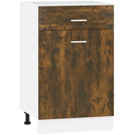 Meuble Elément de Cuisine,Armoire de plancher à tiroir,Meuble de Cuisine Rangement Chêne fumé 50x46x81,5 cm Bois -70411