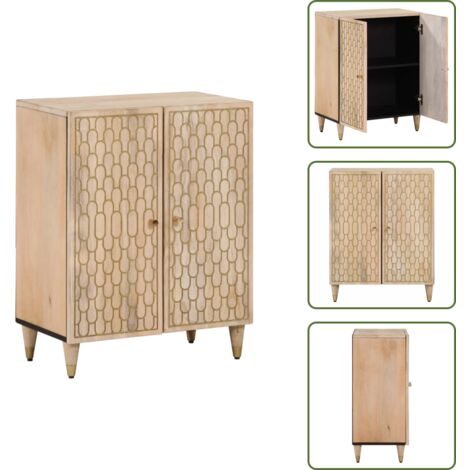 Meuble en bois - vidaXL Armoire latérale 60x33x75 cm bois massif de manguier - Design sculpté