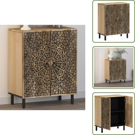 Meuble en bois - vidaXL Armoire latérale 60x33x75 cm bois massif de manguier - Rangement intérieur