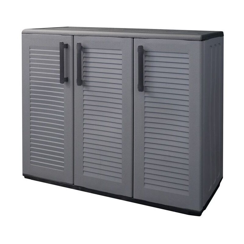 Armoire de Rangement Garage Atelier - Armoire basse 3 portes et 1 étagère Réglable Polypropylène 102x37h84 cm Charge 20 kg