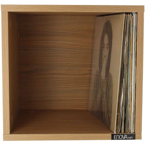 Meuble en MDF pour 120 vinyles – Dimensions 370 x 355 x 337 mm – Finition bois stratifié élégante – Rangement horizontal