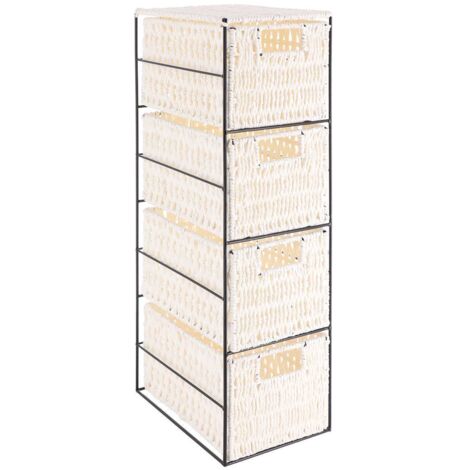 Meuble en metal 4 tiroirs en papier - blanc - Tendance