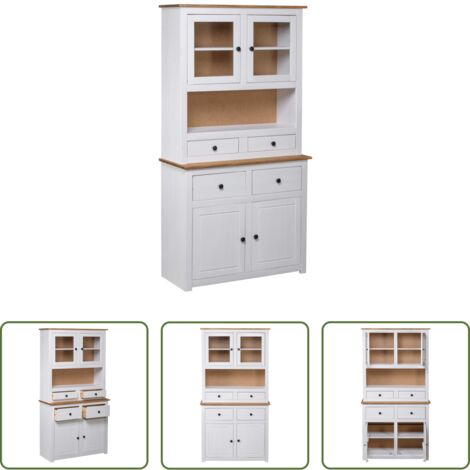 Meuble en pin -  Buffet haut Blanc 93x40,5x180 cm Pin Gamme Panama