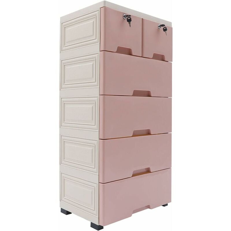 Meuble en Plastique avec Tiroir, Tour de rangement, Commode d'armoire de tour de rangement en plastique à 6 tiroirs, organisateur de tour de