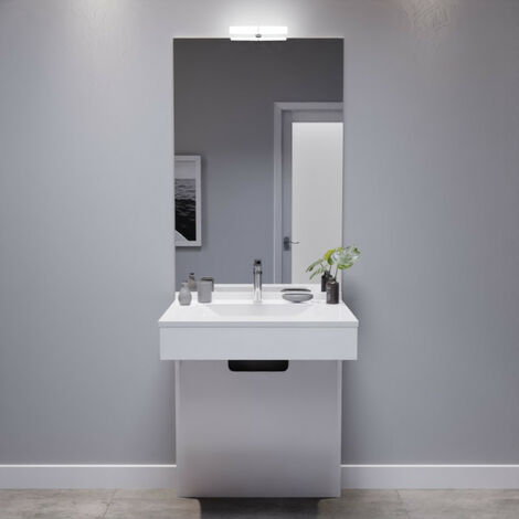 Meuble EPURE 70 cm avec plan vasque et miroir Mircoline - blanc brillant - Blanc