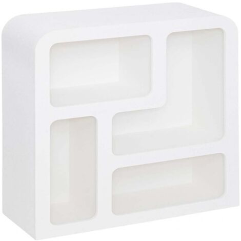 Meuble étagère à 4 niches, coloris blanc - Longueur 75 x Profondeur 30 x Hauteur 85 cm