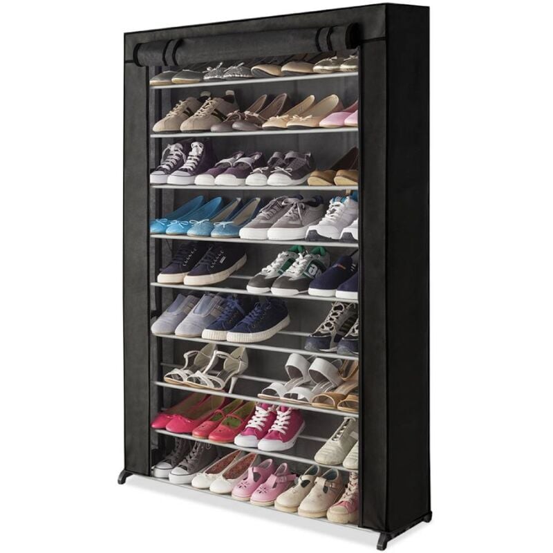 Facilitys - Meuble étagère à chaussures avec housse - 30 paires - - Noir