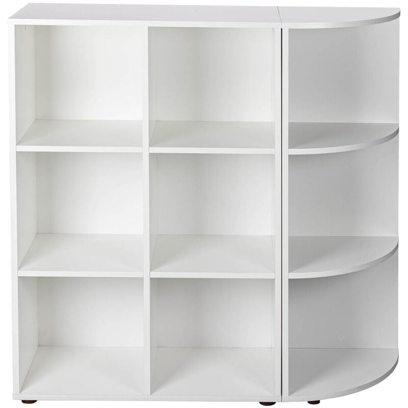 Meuble étagère d'angle avec 3 niveaux coloris blanc - longueur 34 x profondeur 33 x hauteur 110 cm