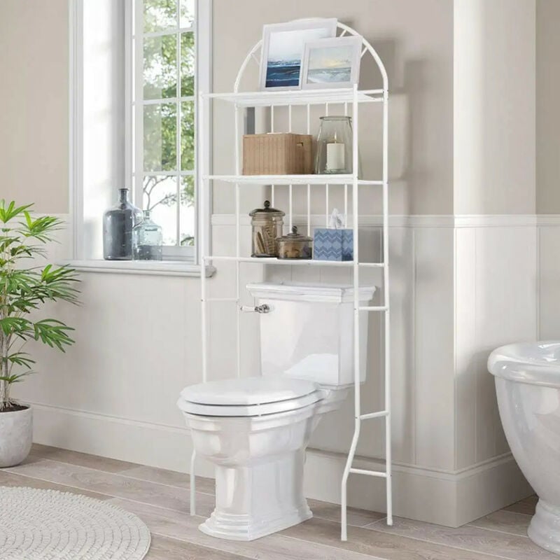 Meuble/Etagère Dessus Toilettes/WC/Machine à Laver en Métal avec 3 Couches pour Salle de Bain, Toilettes, wc, 65x34x177cm