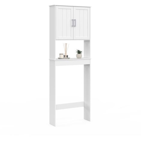 Meuble étagère dessus WC WALDO bois blanc