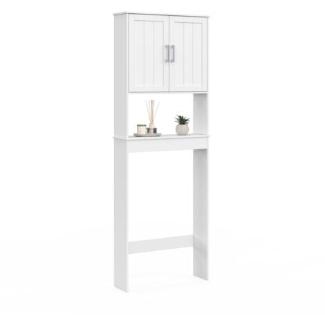 IDMARKET Meuble étagère dessus WC WALDO placard bois blanc