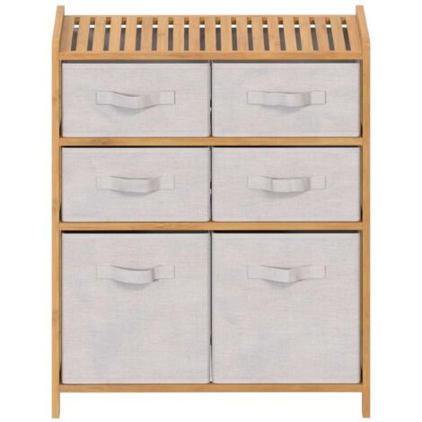 Meuble étagère double en bambou 6 paniers de rangement MIX'N MODUL