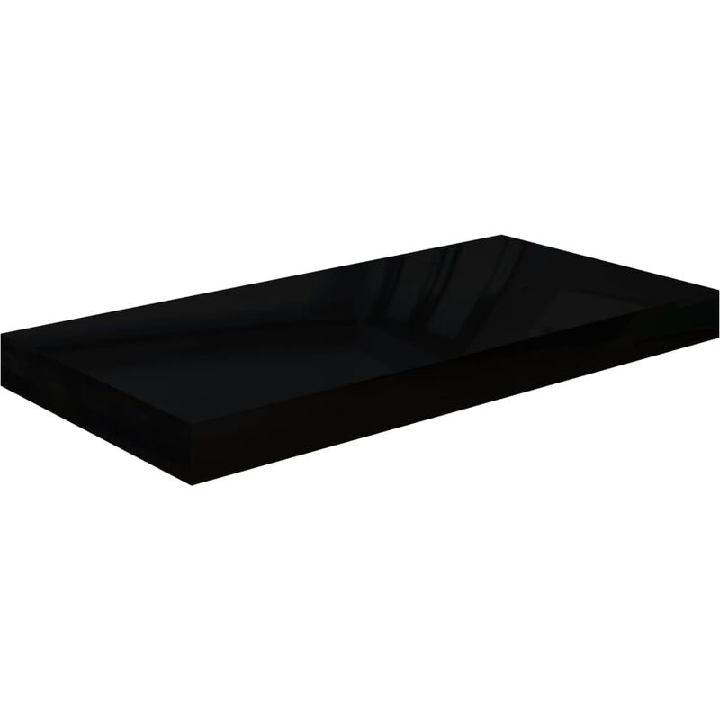 Bonnevie - tagère murale multiposition - Étagère murale flottante Noir brillant 50x23x3,8 cm mdf -BV26482 - Noir