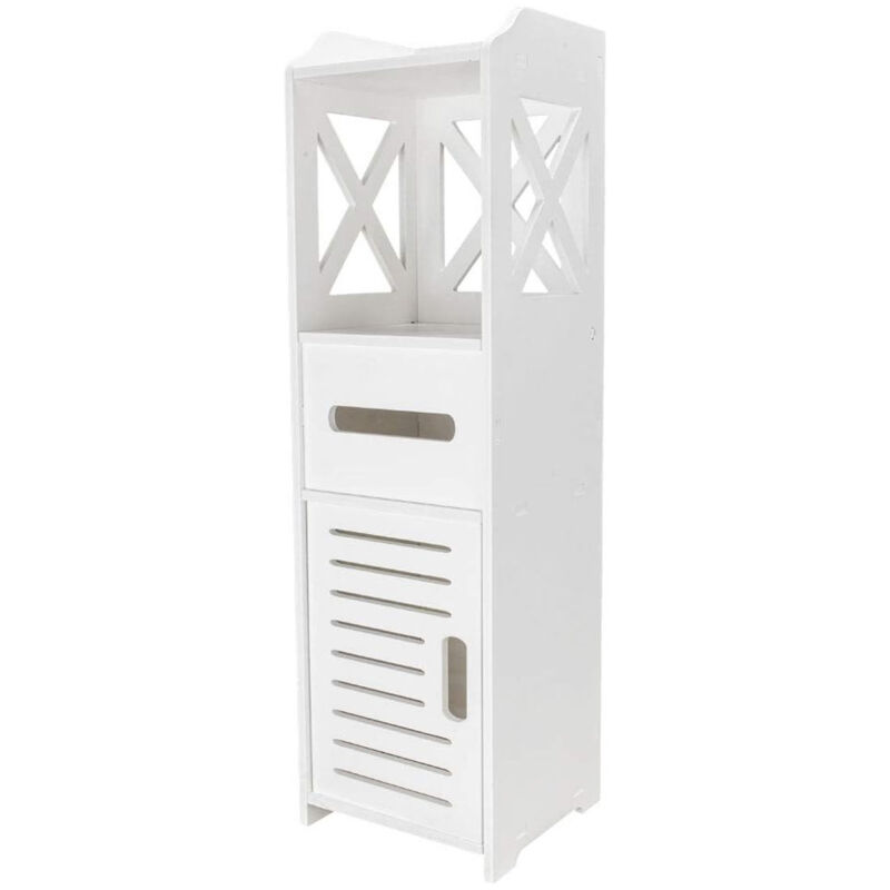 Meuble étagère WC, Organisateur de Rangement, Meuble Étroit pour Papier Toilette, Étagères Réglables, 801818cm Blanc