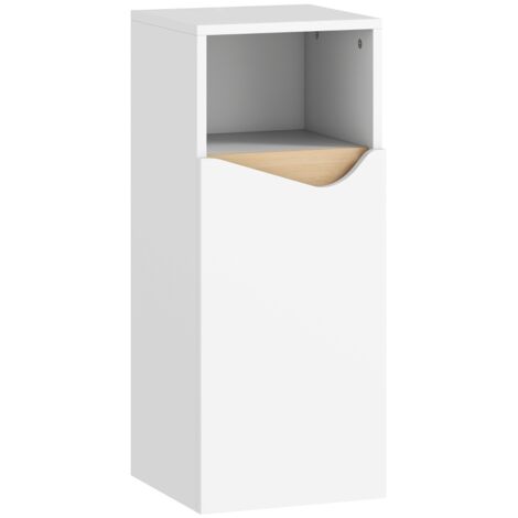 Meuble étroit 30x30x71,5cm, étagères réglables et niches ouvertes, unité de rangement blanche compacte.