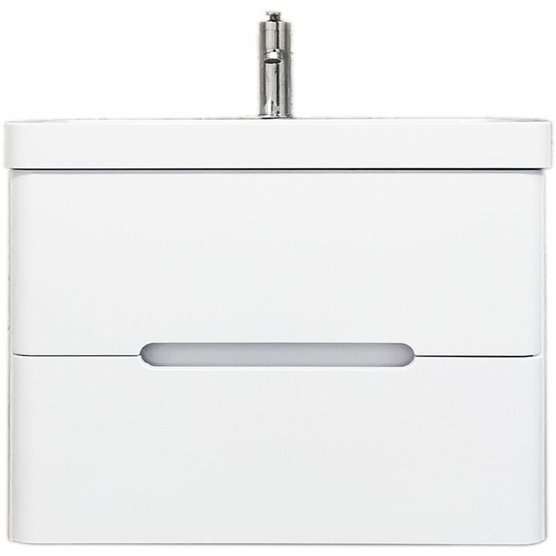Meuble salle de bain avec vasque/lavabo fidji 80 suspendu laqué Blanc brillant avec plan en résine
