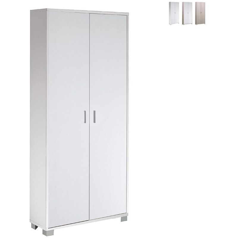Armoire polyvalente mince avec deux portes et huit étagères Ash White 83x29x h190 cm Armoire polyvalente mince avec deux portes et huit étagères Ash White 83x29x h190 cm